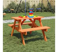 Kids Picnic Table for 4 Children with Umbrella Hole, Outdoor Solid Pine Wood 2-in-1 Table and Benches Set, Perfect for Garden Patio Backyard Playtime, Sturdy A-Frame Design, Max Load 200kg, Ages 3+