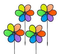 Kids Pinwheels, Rainbow Flower Windmill, 9.4x21.3 inches, 360° Rotating Pinwheel, Whimsical Lawn Ornament, Fairy Garden Accessories, Ideal for Kids Play Area, Fun Outdoor Decor