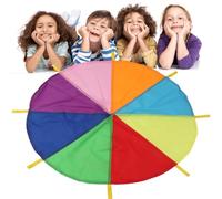 Kids Play Parachute Toy Handles, Rainbow Color 6.56/9.84 Ft Diameter Cloth