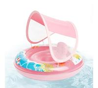 Kids Pool Float - Inflatable Breathable Swim Ring with Detachable Canopy Sun Shade, Water Float for Beach Lake River Summer Party Outdoor Water Play Safety, 25.59x25.59x7.48inch