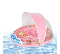 Kids Pool Float Ring - Inflatable Safety Swim, Seat with Detachable Sun Shade Canopy Stable Anti Overturn Design for Age 0-3 Comfortable Water Support for Beach Lake River Pool Use Summer