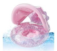 Kids Pool Float with Canopy, 53cm Inflatable Swim Ring with Backrest