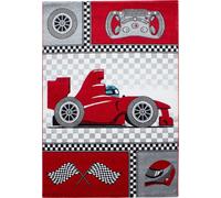Kids Race Course Formula 1 Voiture tapis chambre d'enfant poils ras rectangle 200x290cm rouge