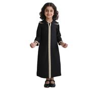 Kids Ramadan Outfits - Robe Longues pour Garçon, Costume Musulman Traditionnel, Robe Brodée À Capuche pour Adolescent, Vêtements Arabes (Black, 12-13 Years)