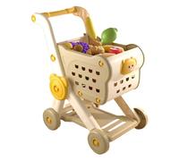 Kids Shopping Cart, Toy Grocery Trolley, 10.63x15.75x19.69 inches Pretend Play Set, Educational Role-Playing Game, Fruit Vegetable Accessories, for Preschool Family Learning Fun