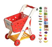 Kids Shopping Cart Toy, Trolley Pretend Play Set, 18.9x16.54x11.02 inch Push with Accessories & Spacious Basket, Role Activity Kit for Boys Girls Children, Grocery Simulation