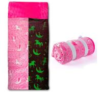 Kids Sleeping Bag with Pillow Pocket - Unicorn Glow In The Dark Boys and Girls Sleeping Bag for Kids - Large & Soft Toddler Sleeping Bags for Girls and Boy, Plush Toddler Nap Mat Gifts for Sleep Overs