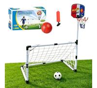 Kids Soccer Goal Set - Foldable Football Basketball Scoring Game Combo Rack