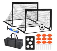 Kids Soccer Goal, Training Equipment for Fun Practice, 2 Pieces Soccer Goals with Ball, Target, and Cones, Backyard Playground Field Court Outdoor Indoor, Portable, Foldable, Easy Setup