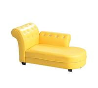 Kids Sofa Toddler Couch W/PVC Leather and Solid Wood Frame Toddler Furniture Kids Couch for Children's Room Kindergarten Living Room Children Chaise Lounge Blue (Yellow)