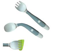 Kids Spoons and Forks Set, Bendable Silicone Toddler Utensils with Round Handles, Safe Tableware Cutlery Sets, Learning Fork & Spoon for Self-Feeding and Training, Green, Yellow, Purple