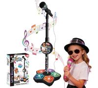 Kids Star Microphone, 5-in-1 Kid Star Microphone with Stand, Kids Karaoke Machine Toys with Adjustable Height Stand, Colorful Lights, and Echo Effect, for Boys Girls Christmas Birthday (Black)