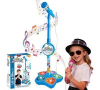 Kids Star Microphone, 5-in-1 Kid Star Microphone with Stand, Kids Karaoke Machine Toys with Adjustable Height Stand, Colorful Lights, and Echo Effect, for Boys Girls Christmas Birthday (Blue)