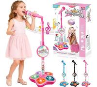 Kids Star Microphone with Stand, 2026 New Microphone Toy with Music & Lights for Kids, Fun & Easy-to-Use Karaoke Toy for Boys and Girls Singing (Pink)