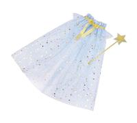 Kids Star Wand Sheer Cloak Set Pour Les Fêtes Photographie Cape Confortable En Tulle Avec Des Performances Fête Bâton Magique Assortie
