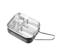 Kids Steel Lunch Box, Double Layers Stainless Steel Lunchbox With 3 Compartments, Versatile Leakproof Lid Condiment Container Food Storage Box, Easily Transportable For Kids Adults Men Women