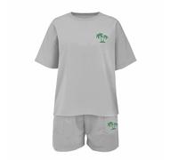 Kids Summer Clothes 2-Piece Set Boys Girls Coconut Tree Print T-Shirt & Shorts, Sporty Beach Outfit for Toddlers (Black, 4-5 Years) o99o