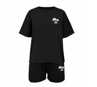 Kids Summer Clothes 2-Piece Set Boys Girls Coconut Tree Print T-Shirt & Shorts, Sporty Beach Outfit for Toddlers (Blue, 4-5 Years) o6o