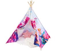 Kids Superstar Teepee Tent with Rug & Lights - Concert-Themed Play Tent | Pop Star Tipi with Lights, Bamboo Poles, Pole Stabiliser, Pocket, for music-loving kids, imaginative play and sleepovers