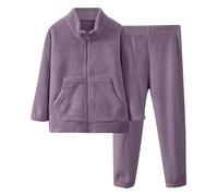 Kids Toddler Fleece 2 Piece Outfits Girls Boys Long Sleeve Sweatshirt Tops Pants Set Sweatsuit Clothes Children's Casual Play Clothing Sets (Purple, 7-8 Years) c39s