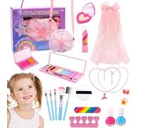 Kids Toys, Make Up Set for Girls, Kids Washable Makeup, Makeup Toy Playset, Portable Cosmetic Case, Real Kids Washable Set, Portable Cosmetic Play Kit for Dress-Up Fun Ages 3-12