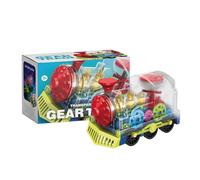 Kids Train - Batterie Operated Toy Vehicle With Music And Light | 360 Degree Rotatable Gear Trains For Birthday Festival Christmas Home School Kindergarten, Transparent Electric Mechanical Robot Set