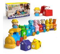 Kids Train Set, Educational Color Matching Toy, Counting Sorting Learning Train with Interactive Build, STEM Development Playset, Creative Preschool Game For Home School Daycare and Travel Activities