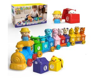 Kids Train Set, Educational Color Matching Toy, Counting Sorting Learning Train with Interactive Build, STEM Development Playset, Creative Preschool Game For Home School Daycare and Travel Activities