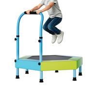 Kids Trampoline - 3FT Foldable Jumping Equipment, Trampoline Outdoor with Adjustable Handle, Rebounder Bouncer Fitness Mat | Child Portable Aerobic Exercise Springboard for Garden Backyard