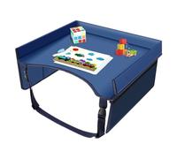 Kids Travel Tray For Car Seat Foldable Lap Desk With Adjustable Shoulder Strap Pockets Activity Organizer Table For Road Trips Flights Boys Girls Portable 40x32x20cm