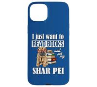 Kids Womens Girls Funny Read Books & Pet Shar Pei Lover Coque pour iPhone 15 Plus
