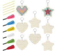 Kids Wood Kit Collection Star Forme De Coeur - Couture Art Artisanal Avec Fils Aiguilles Pour L'activité De Voyage, Kit De Broderie | Voyage en Studio Pour Route Kits De Broderie Avec Fils Aiguilles