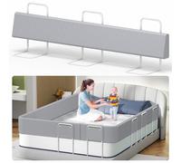 Kidsbuddy 180CM Barrière de Lit Enfant，Barriere de Securite Enfant Lit,Barrière de Lit Anti-Chute Soft Pack，Hauteur Réglable，Facile à Assemble,Protection de Bord de Lit avec Cadre Renforcé，1Pcs，Gris