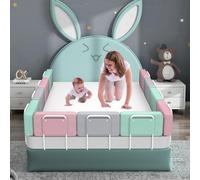 Kidsbuddy 50CM Barrière de Lit Enfant，Barriere de Securite Enfant Lit,Barrière de Lit Anti-Chute Soft Pack，Hauteur Réglable，Facile à Assemble,Protection de Bord de Lit avec Cadre Renforcé，1Pcs，Vert