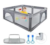 Kidsbuddy Parc Bebe,Parc De Jeux Bébé 150 x 180CM,Stable Parc Enfant Avec Porte Zippée,Base Antidérapante,Maille Respirante，Tissu Oxford,Centre d'activités Bebe Pour Intérieur et Extérieur