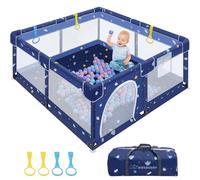 Kidsbuddy Parc pour bébé - Pliable - XXL - 130 x 130 cm - Grille de protection antidérapante - Avec filet respirant - Pour enfant - Parc de sécurité