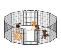 Kidsbuddy Parc pour Chiens 12 Panneaux，Cage Chenils Chien，Parc de Jeu et d’Exercice Pliable en métal，Parc Enclos avec Porte pour Chiens,Lapins,Rongeurs,Petits Animaux,Intérieur et Extérieur,80x65 cm
