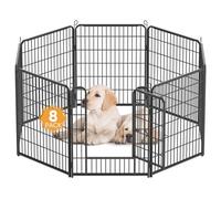 Kidsbuddy Parc pour Chiens 8 Panneaux,Cage Chenils Chien,Parc de Jeu et d’Exercice Pliable en métal,Parc Enclos avec Porte pour Chiens,Lapins,Rongeurs,Petits Animaux,Intérieur et Extérieur,80x65 cm