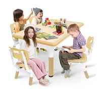 Kidsbuddy Table et Chaises Enfant Blanc Réglable en Hauteur 46-60 cm, Polyvalente pour Dessiner, Manger ou Faire des Devoirs, 120 x 60 cm