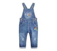 KIDSCOOL SPACE Bébé Denim Salopette,Petit Pull En Jean Doux Mignon Pour Tout-Petit,Bleu,3-4 Ans