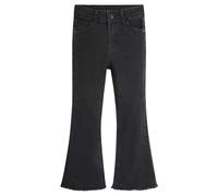 KIDSCOOL SPACE Jean Fille, Ourlet Fendu avec Bords Ral, Ceinture Élastique Intérieure, Pantalon en Denim à Jambes Larges Hautement Élastique, Noir, 8-9 Ans
