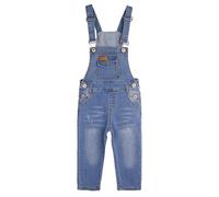KIDSCOOL SPACE Jeans Slim Fit Petits Garçons, Salopette en Denim à la Mode avec Poche à Bavette déchirée, Bleu Clair, 6-7 Ans
