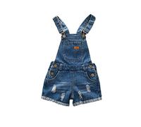 KIDSCOOL SPACE Petite Salopette en Jean Fille,Grand Short en Jean Déchiré,Bleu,5-6 Ans