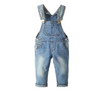 KIDSCOOL SPACE Salopette en Jean Délavé Bleu Clair Réglable pour Bébé et Tout-Petit,Bleu,18-24 Mois