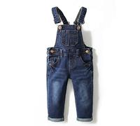 KIDSCOOL SPACE Salopette en Jean pour Bébé Garçon Fille, Pull en Jean Mince et Mignon pour Tout-Petit, Bleu, 3-4 Ans