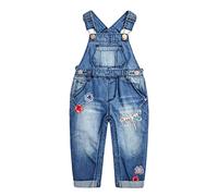 KIDSCOOL SPACE Salopette en Jean pour Bébé,Petit Pull en Jean Mignon Doux pour Tout-Petit,Bleu,12-18 Mois