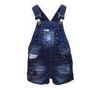 KIDSCOOL SPACE Short d'été pour bébés et petites filles/garçons, salopette courte en jean ajustable, bleu, 3-4 ans