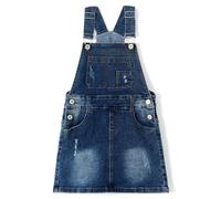 KIDSCOOL SPACE Tall Girls Jupe Déchiré Doux Élastique Denim Combinaison d'été pour Filles Deep Blue 8-9 Ans