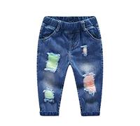 KIDSCOOL SPACE Vaquero rasgado Para bebé, Pantalones Vaqueros desgastados Con Cintura elástica Para niños pequeños, Bleu, 6-12 Meses