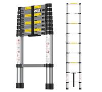 Kidsgigglz 2,6m Echelle Telescopique, Echelle de Toit Pliable, Échelle Télescopique en Aluminium, Escabeau Telescopique, Antidérapante Escabeau Multifonction, Hauteur Réglable, Charge Max 150 kg